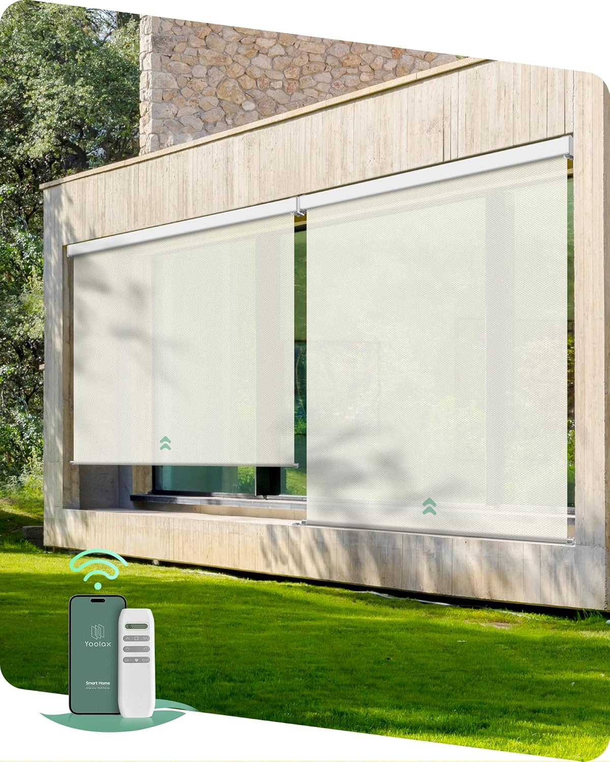 Smart Motorized Outdoor Shades – Waterproof Electric Blinds for Patio 7x8ft