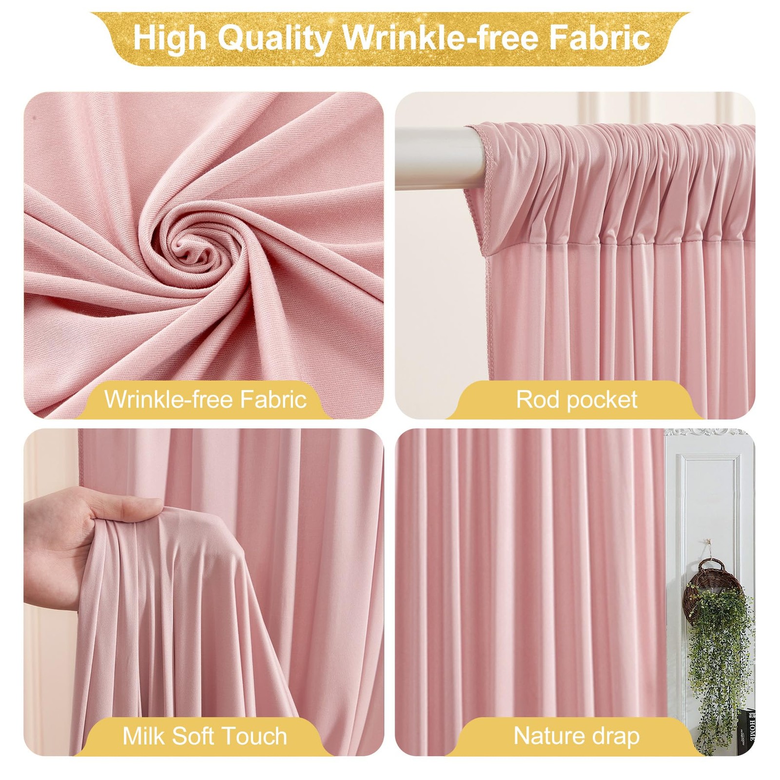 40x10FT Dusty Rose Backdrop Curtains for W4′ x H10′(10 Panels),
