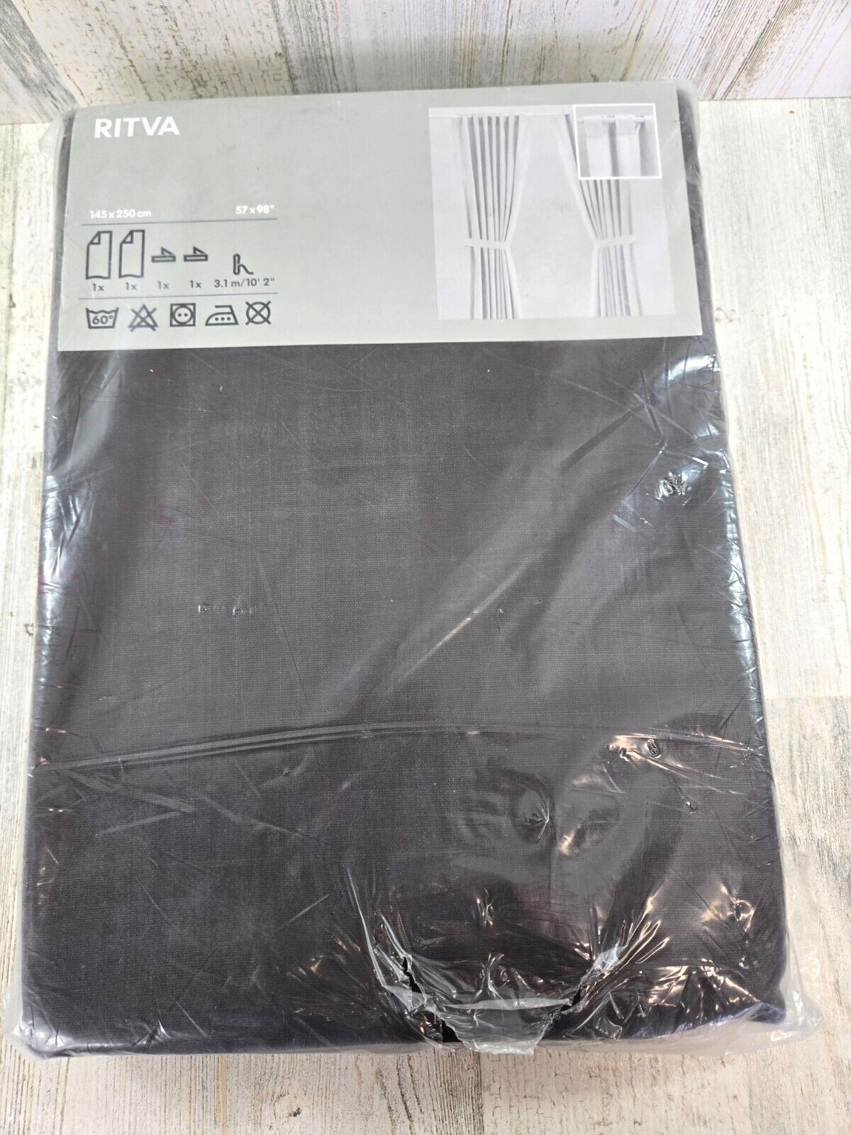 Ikea Ritva Curtains Brown 57″ x 98″ 2 Panels and Tie Backs
