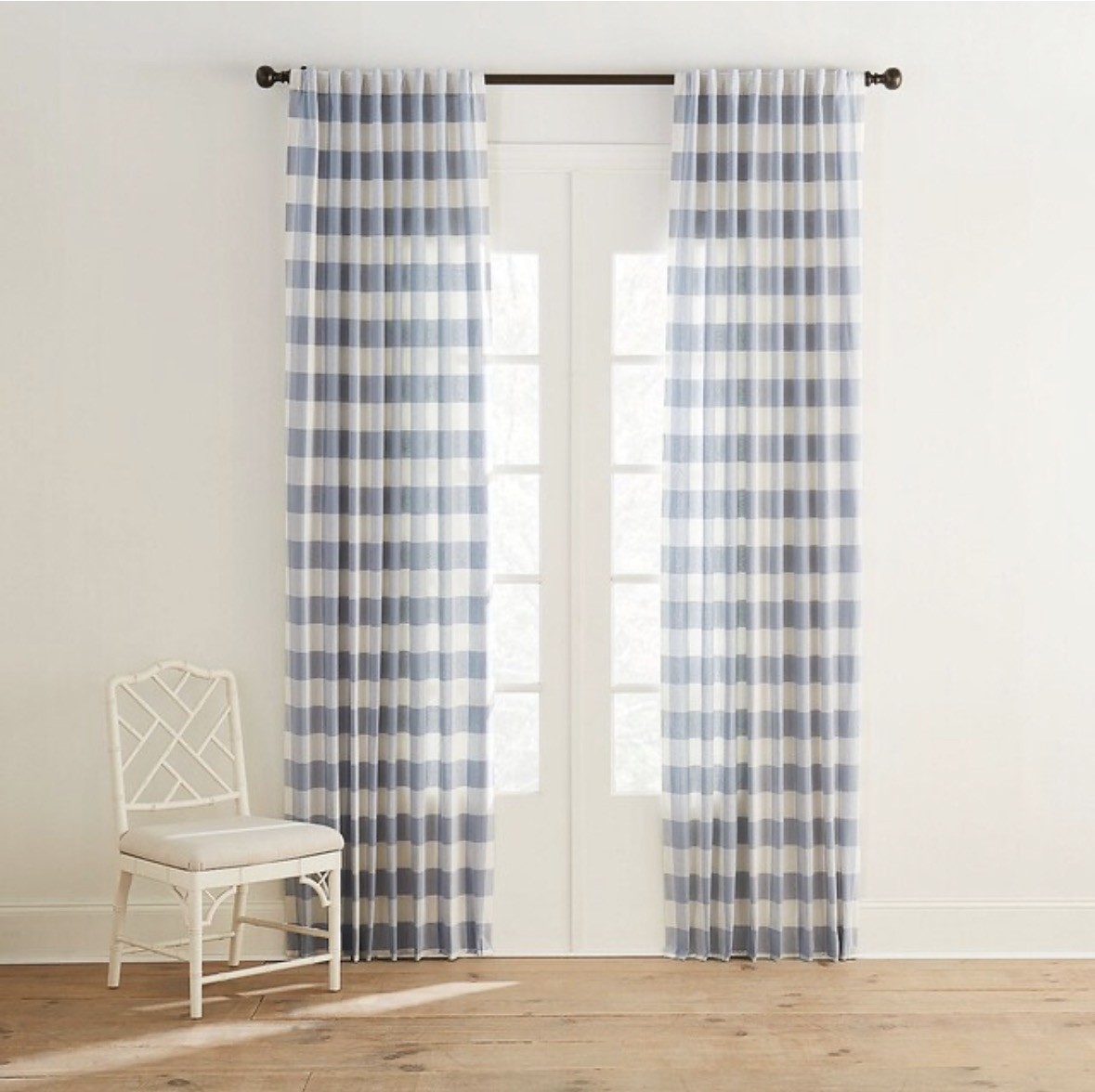 Ballard Designs Drapery Panels Buffalo Check Gray Cream Linen Cotton 52” X 96”