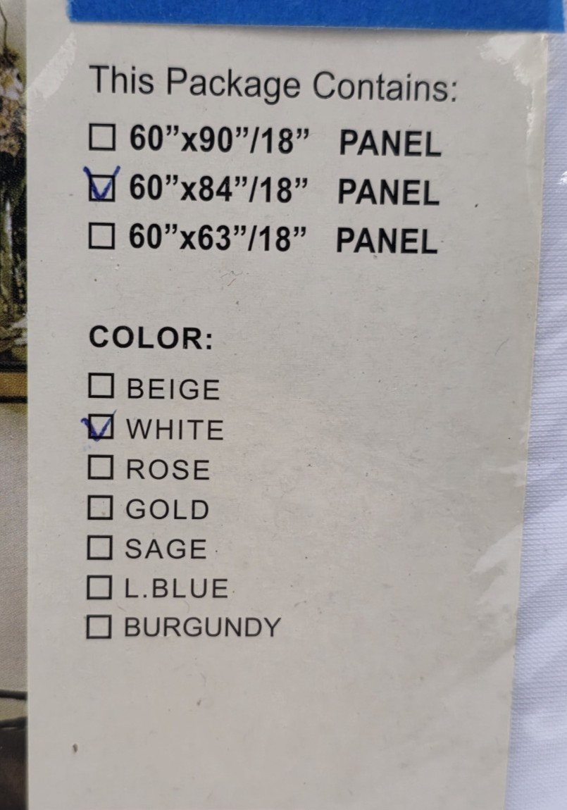 New! VALERIE voile Panel With Attached Austrian Valance White 60×84/18″