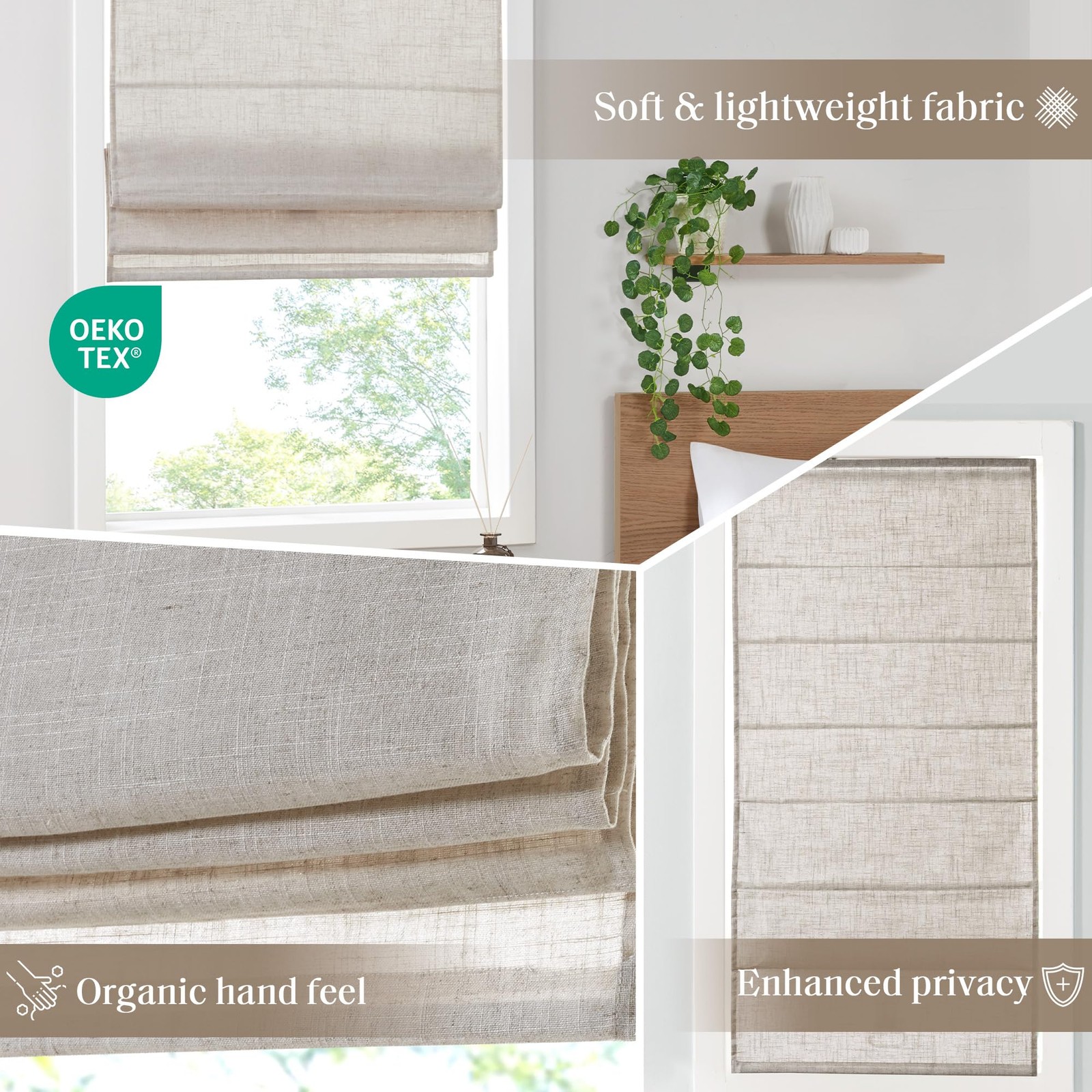 Madison Park Kyler Cordless – Lightweight Linen Blend Fabric