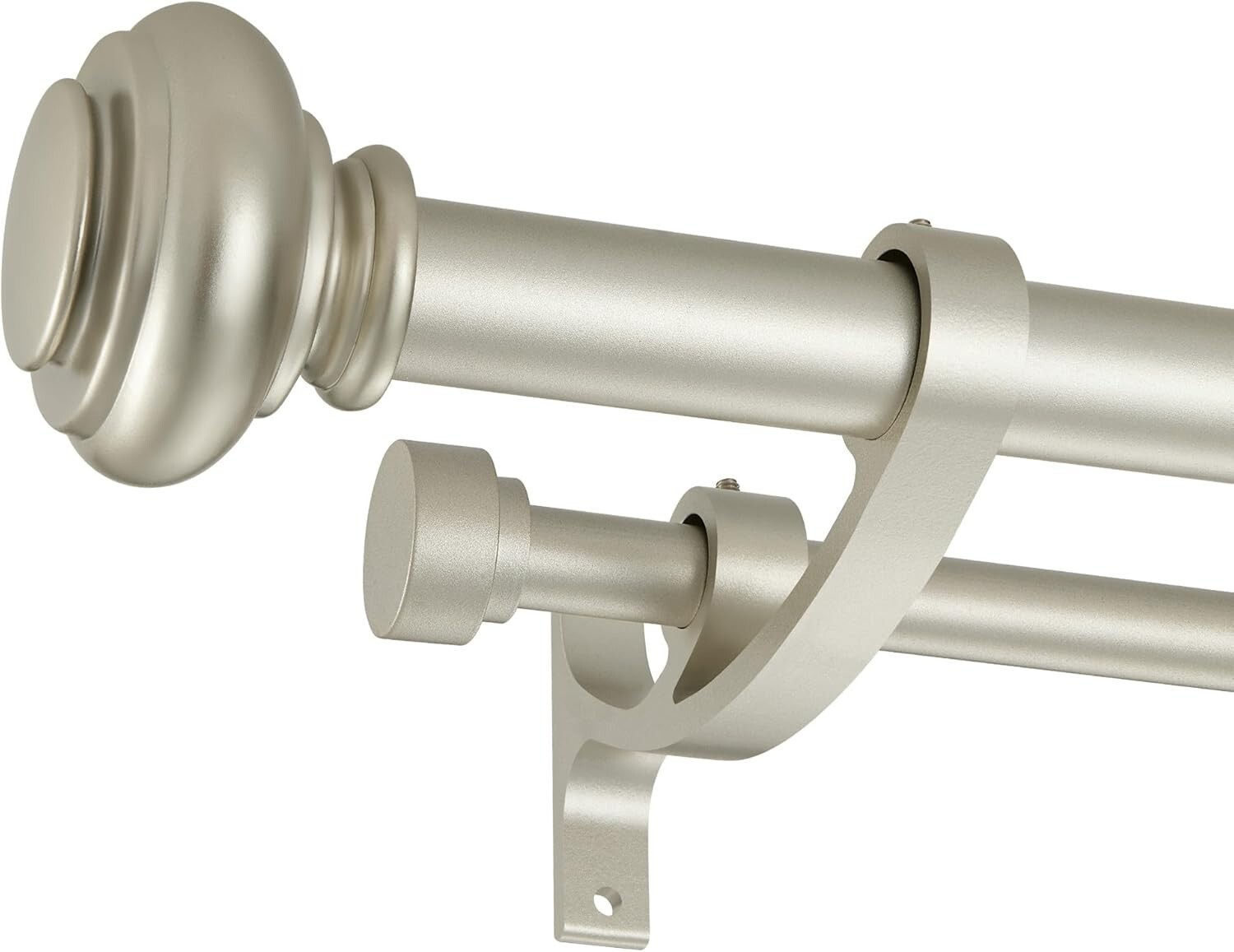 Double Curtain Rods 72 to 144 Inches Solid Aluminum Alloy Brackets Matte Silver