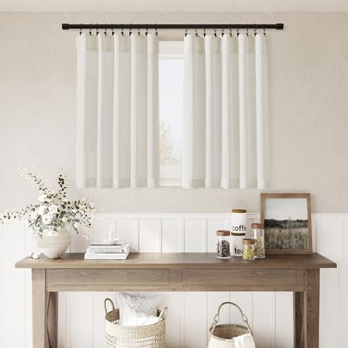 36 inch Length Kitchen Curtains Linen Blend 30″W x 36″L (Pack of 2) Natural