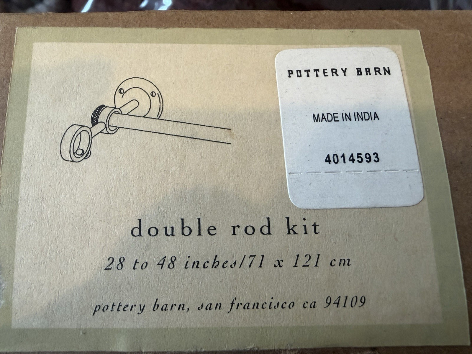 Pottery Barn Double Rod Kit, 28-48 Inches Bronze NEW