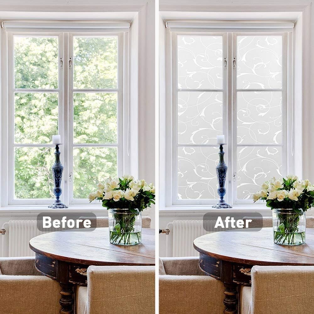 Stylish Window Cling Film, Frosted Glass Design, Easy Removal, 35.4 x 78.7 Inch