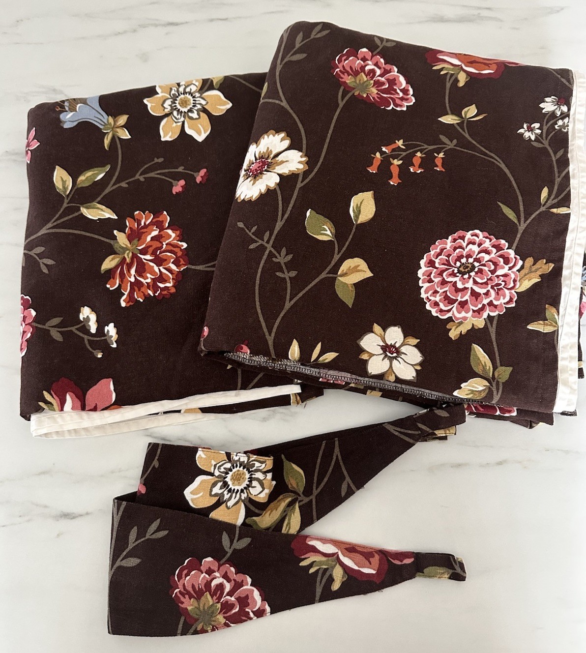 IKEA ARDEN ROS Set Of Panels Nice Preowned 57×118 Linen Blend Brown Floral🌸