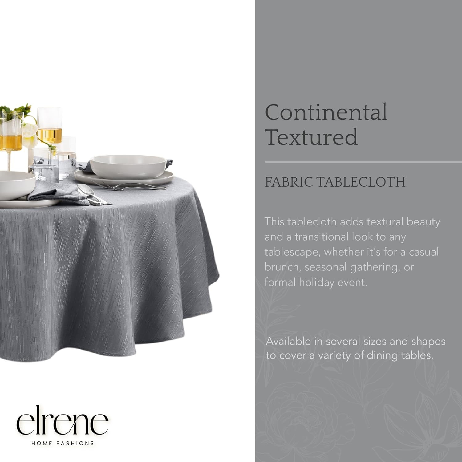 Home Fashions Continental Solid Texture Water, Stain & Wrinkle Resistant Tablecl
