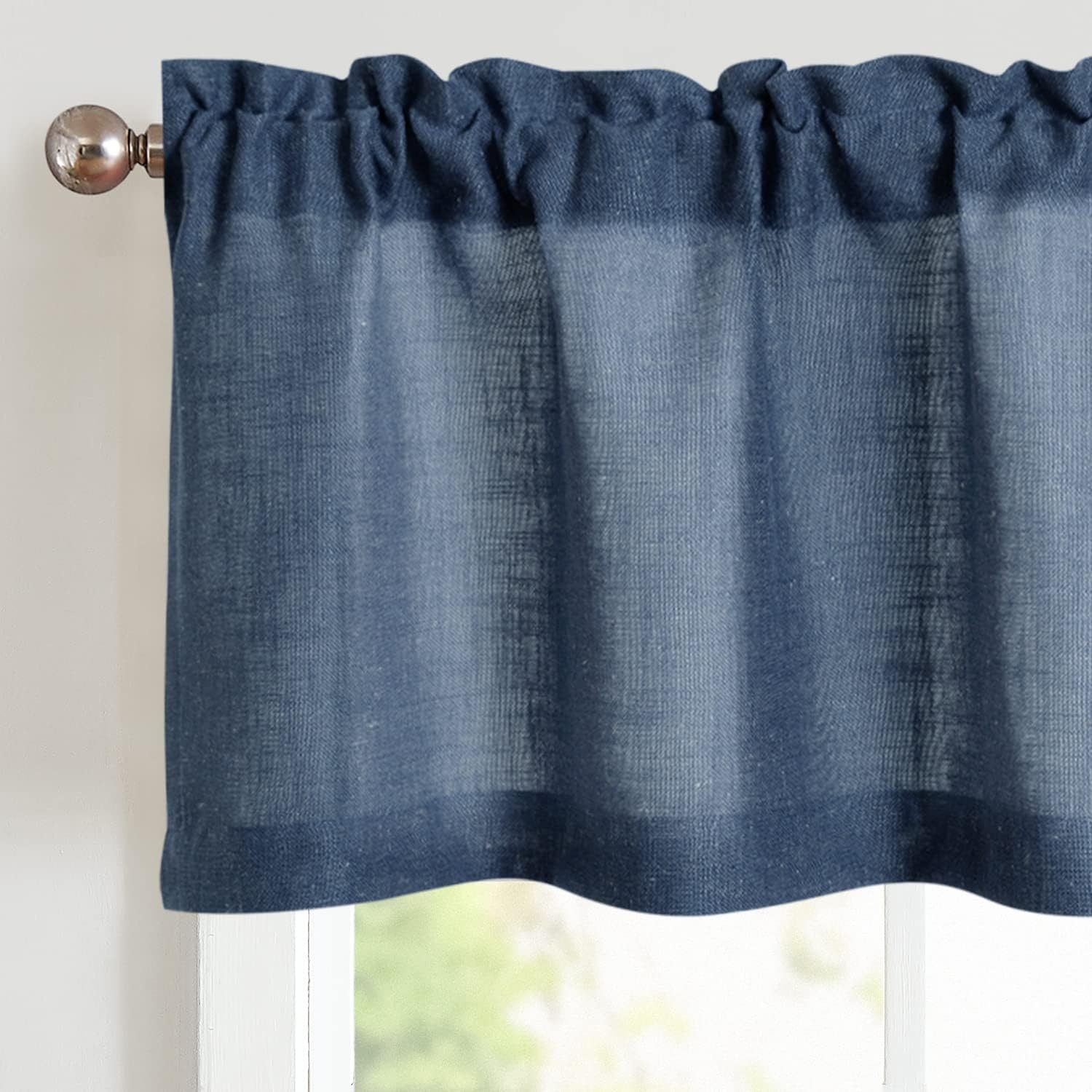 Linen Valance for Kitchen Living Room Rod Pocket Small Window Curtains Flax