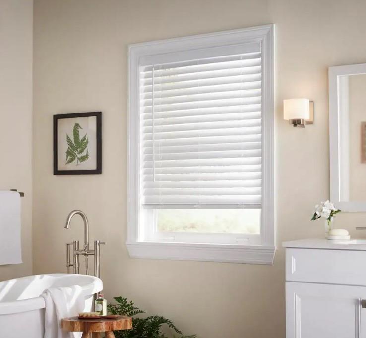 White Cordless Room Darkening 2″ Faux Wood Blind for Window 40.5″W x 64″L