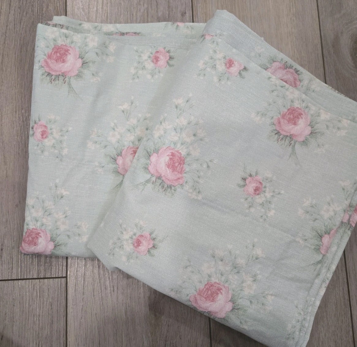 VTG 90’s Laura Ashley Country Rose Curtain Panels 40×84″ Pink Sage Floral NWOT