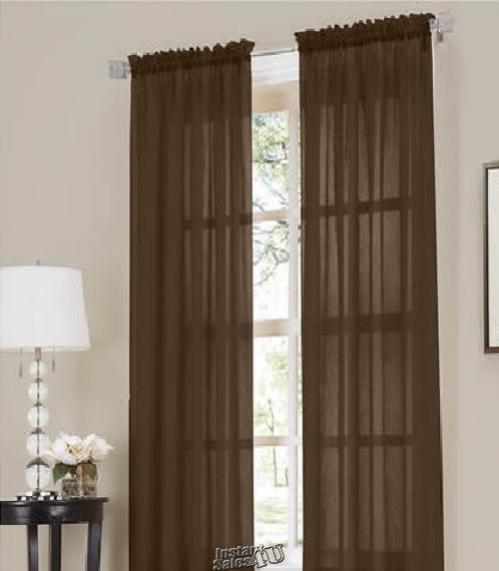 Erica Crushed Voile Panel Pairs Chocolate 51″ W x 84″ L Curtains