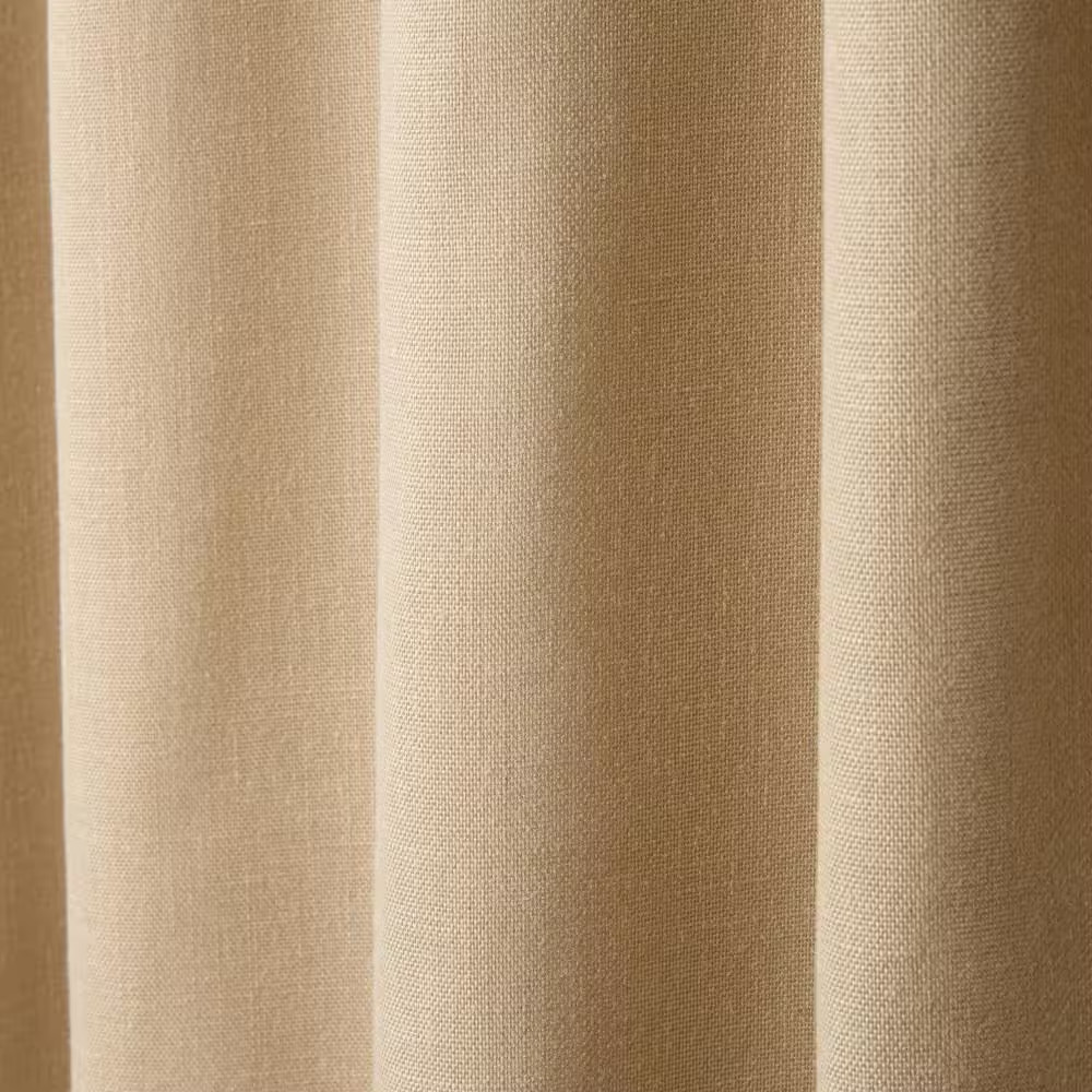 Arlo Solid Linen Texture 50 In. W X 108 In. L Polyester Blackout Taupe Curtain (