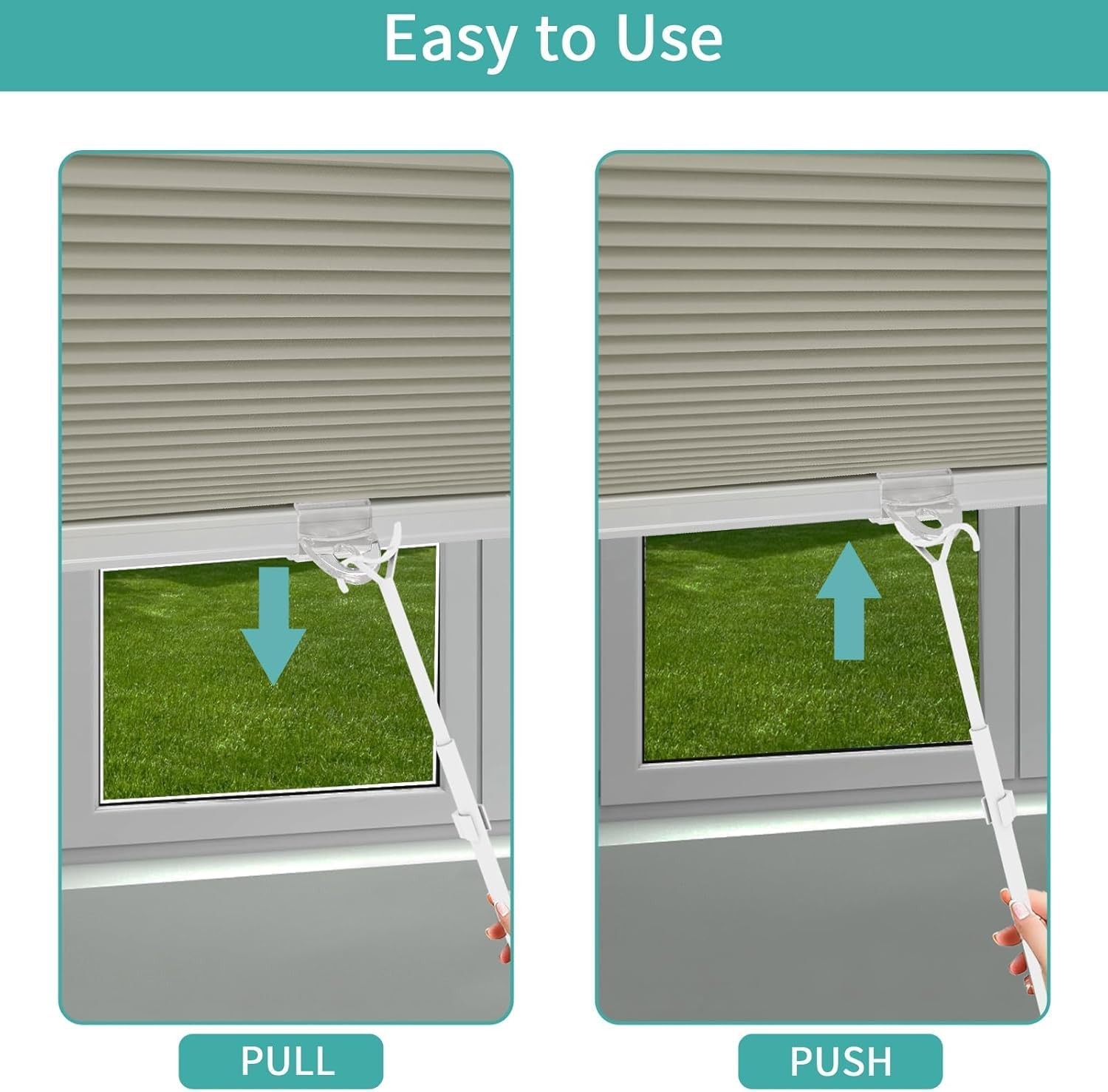 Window Shades Drop Rod, Extendable Tension Mounted Chrome Pull Down Rod for