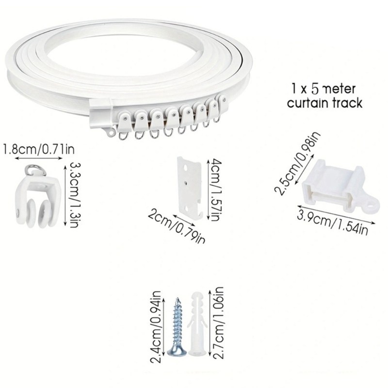 Customizable Curtain Rails 5 Meter Bendable and Cuttable Designs with Rollers