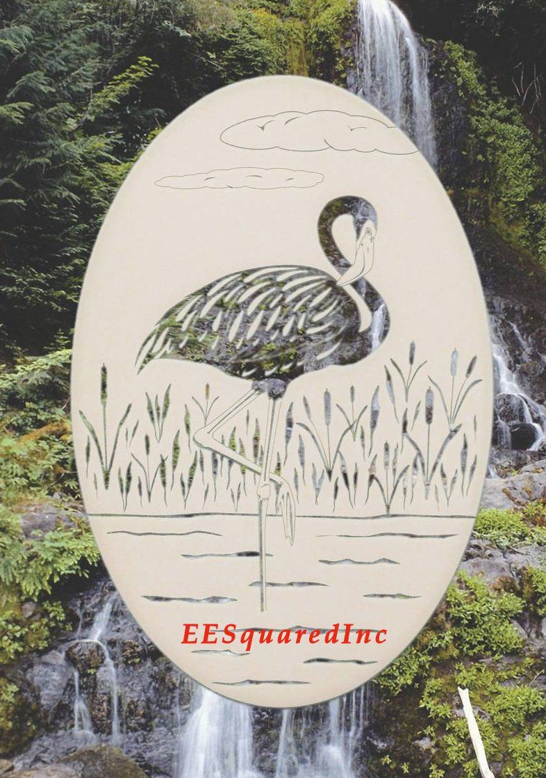FLAMINGO STATIC CLING WINDOW DECAL New Oval 8×12 Tropical Bird Decor Left Facing