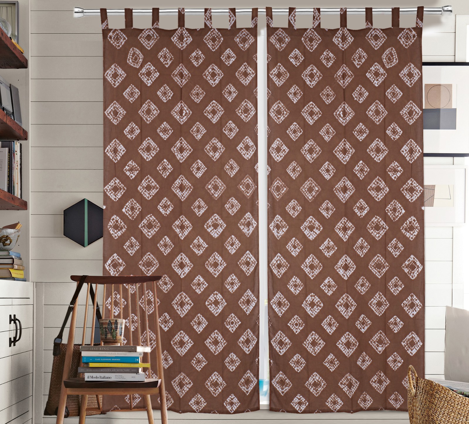 Indian Cotton Handmade Window Curtain Drape Decor Brown Curtain Ethnic Hanging