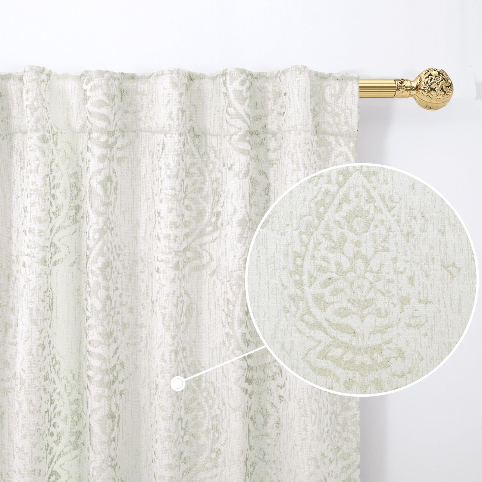 Mrs.Naturall Patterned Living Room Curtains Drapes 108 Inch Long 2 Panelsextra