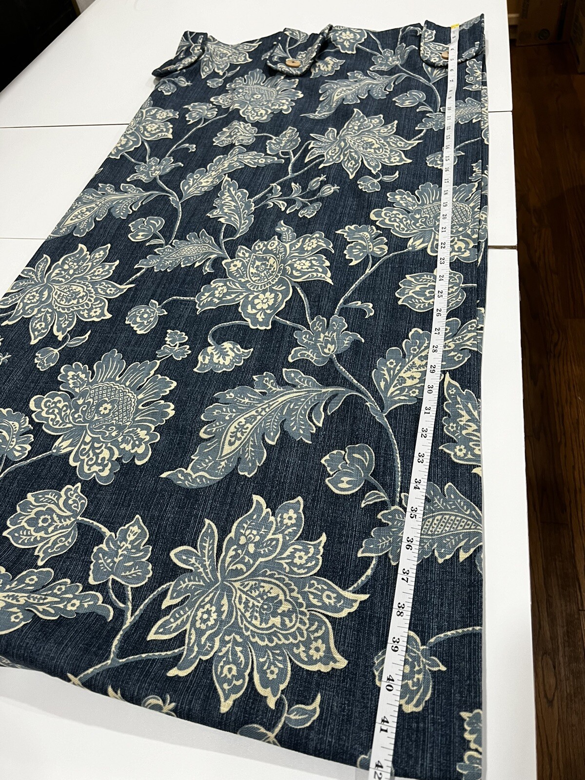Waverly Home Classics Blue Indigo Indian Print Euc 84 X 42 Cotton Two Panels