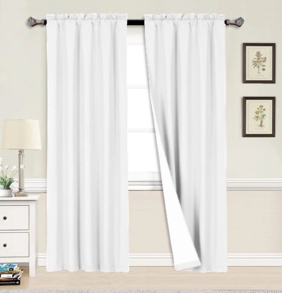 2pc light blocking window curtain panel microfiber matte blackout solid R64