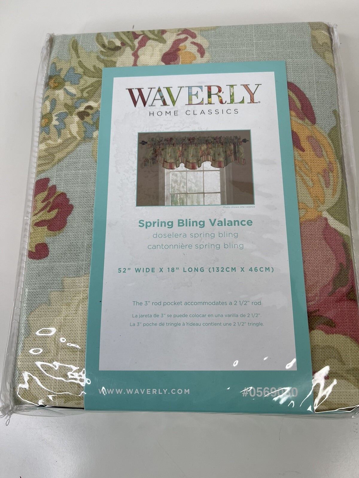 Waverly Spring Bling Valances for Windows Rod Pocket Floral Curtain 52 x 18″