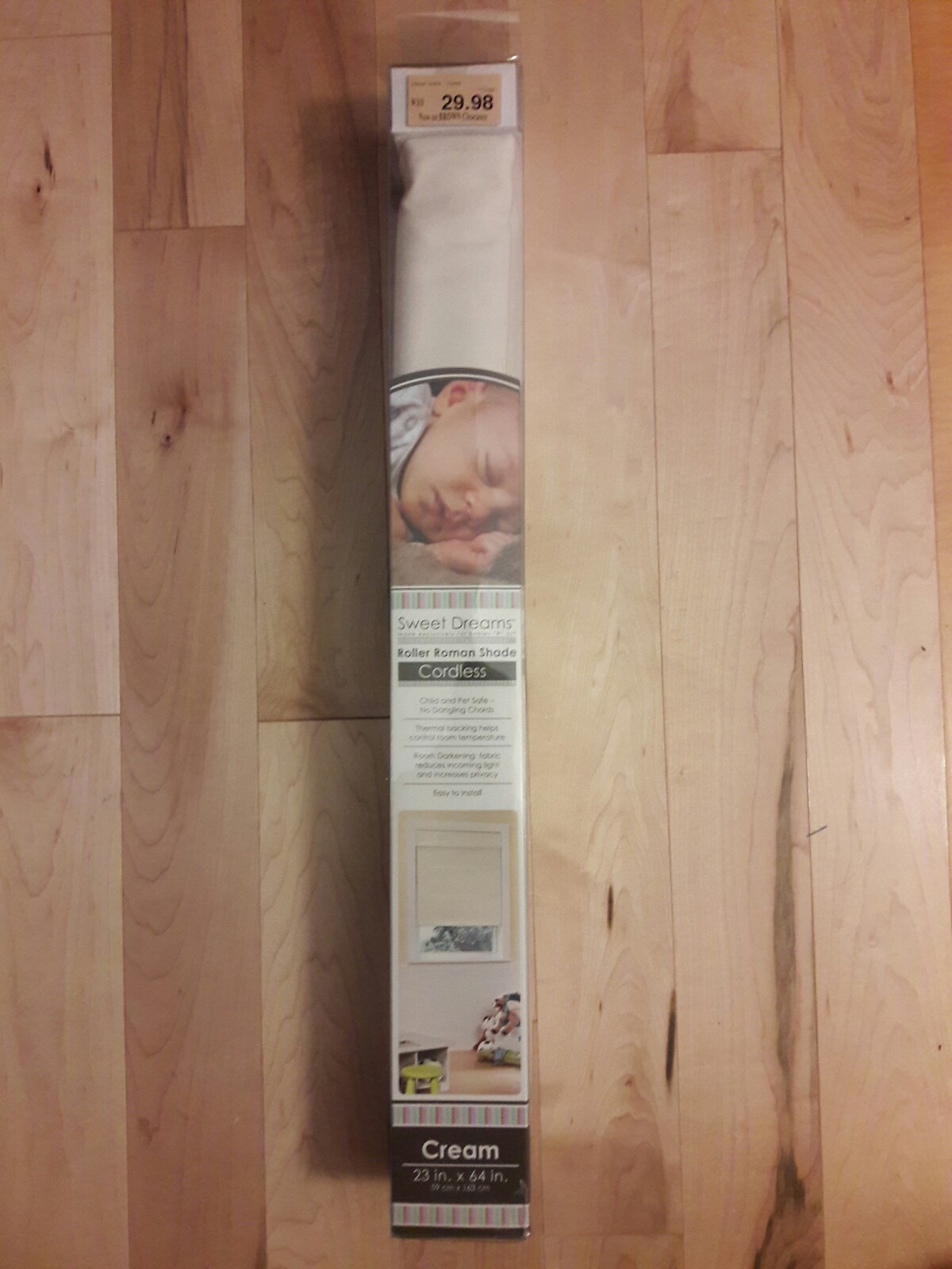 Sweet Dreams Roman Roller Shades Cordless Cream 23 by 64 inches- New