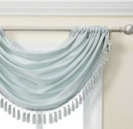 Madison Park Elena Waterfall Faux Silk Valances for Window,38X46″, Dust Aqua New
