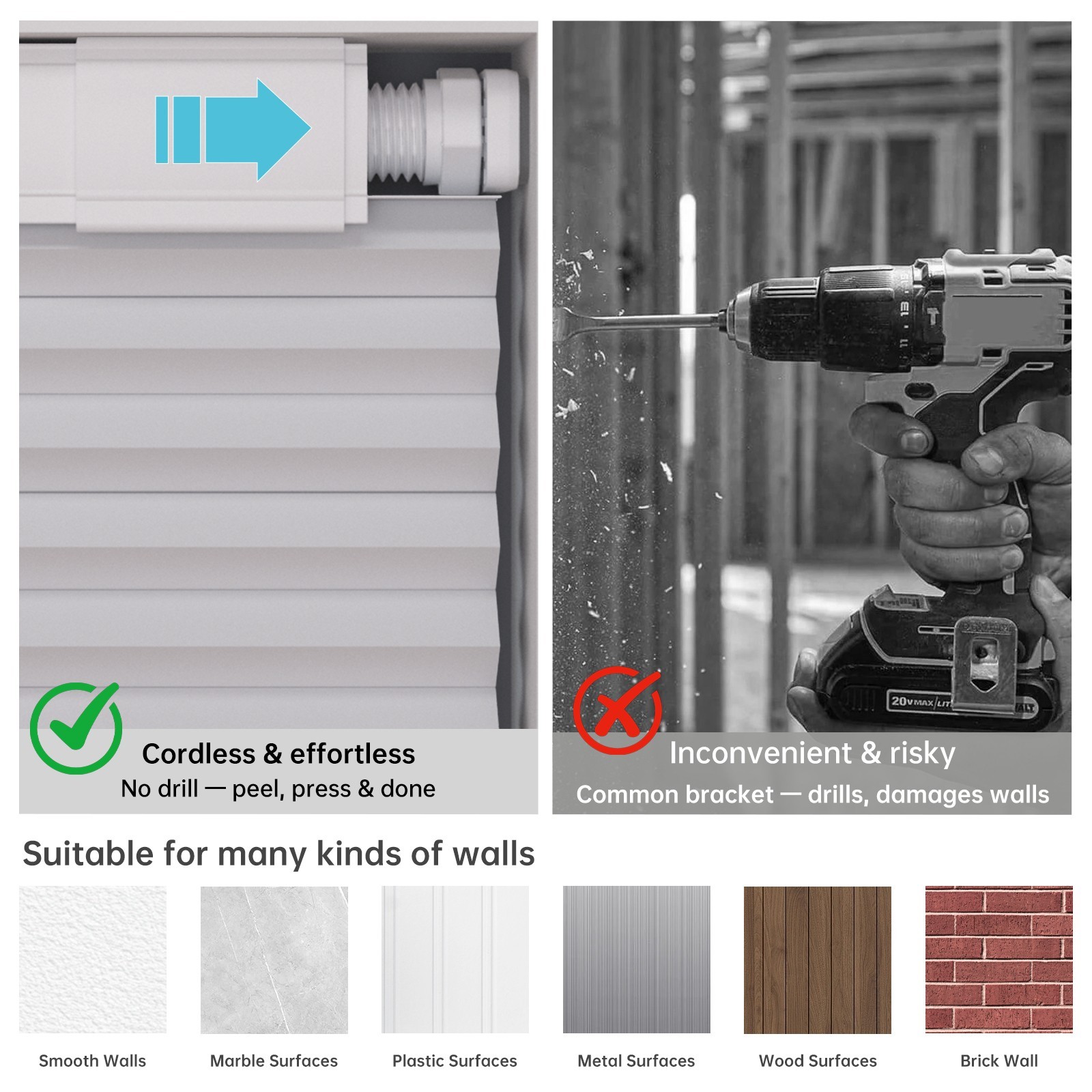 No Drill No Tools Blackout Cellular Shades Cordless Honeycomb for Windows