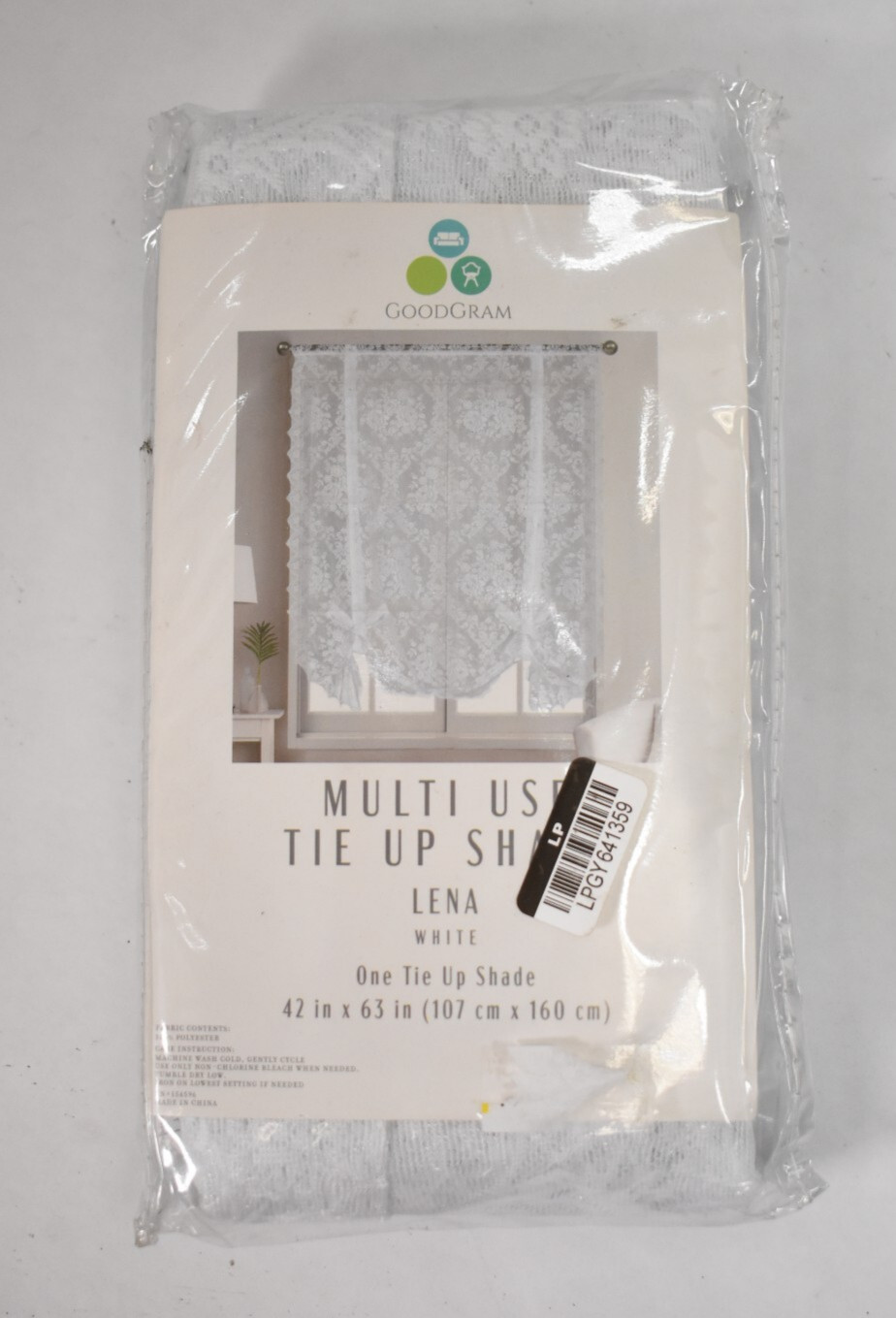 GoodGram Multi Use Tie Up Shade Lena White 42″ x 63″ Valance Sheer Decor
