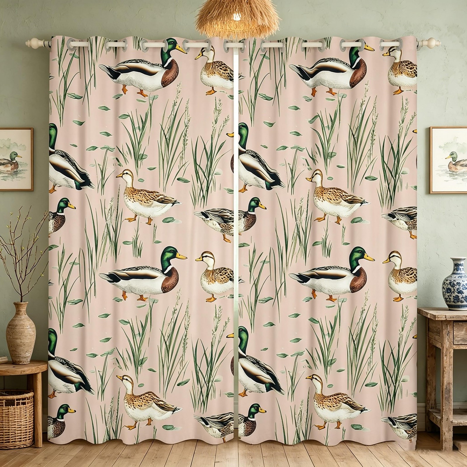 Cute Mallard Duck Curtains Wild Duck Room Darkening Curtain for Boys Girls Hu…