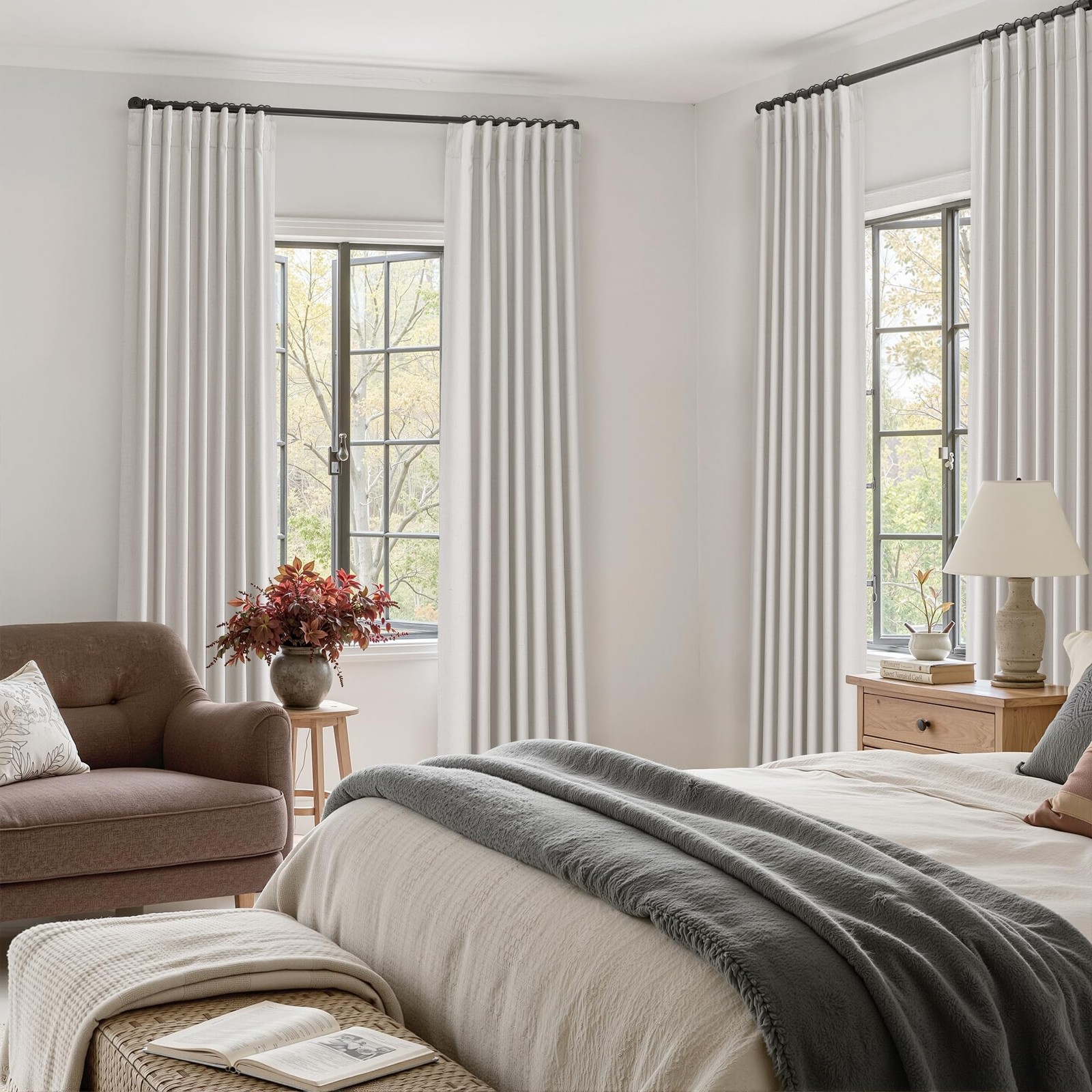 100% Blackout Curtains 72 Inches Long 2 Panels for Bedroom, Back Tab Pleated …
