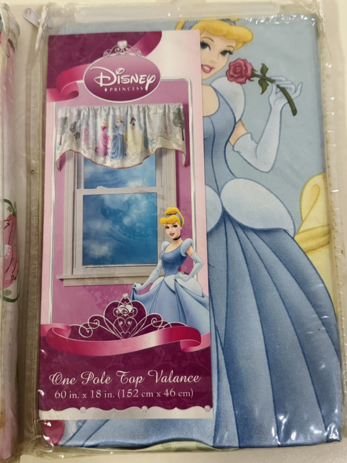 Disney Princess Pink Curtain Panels & Valance Cinderella’s Coach & Glass Slipper