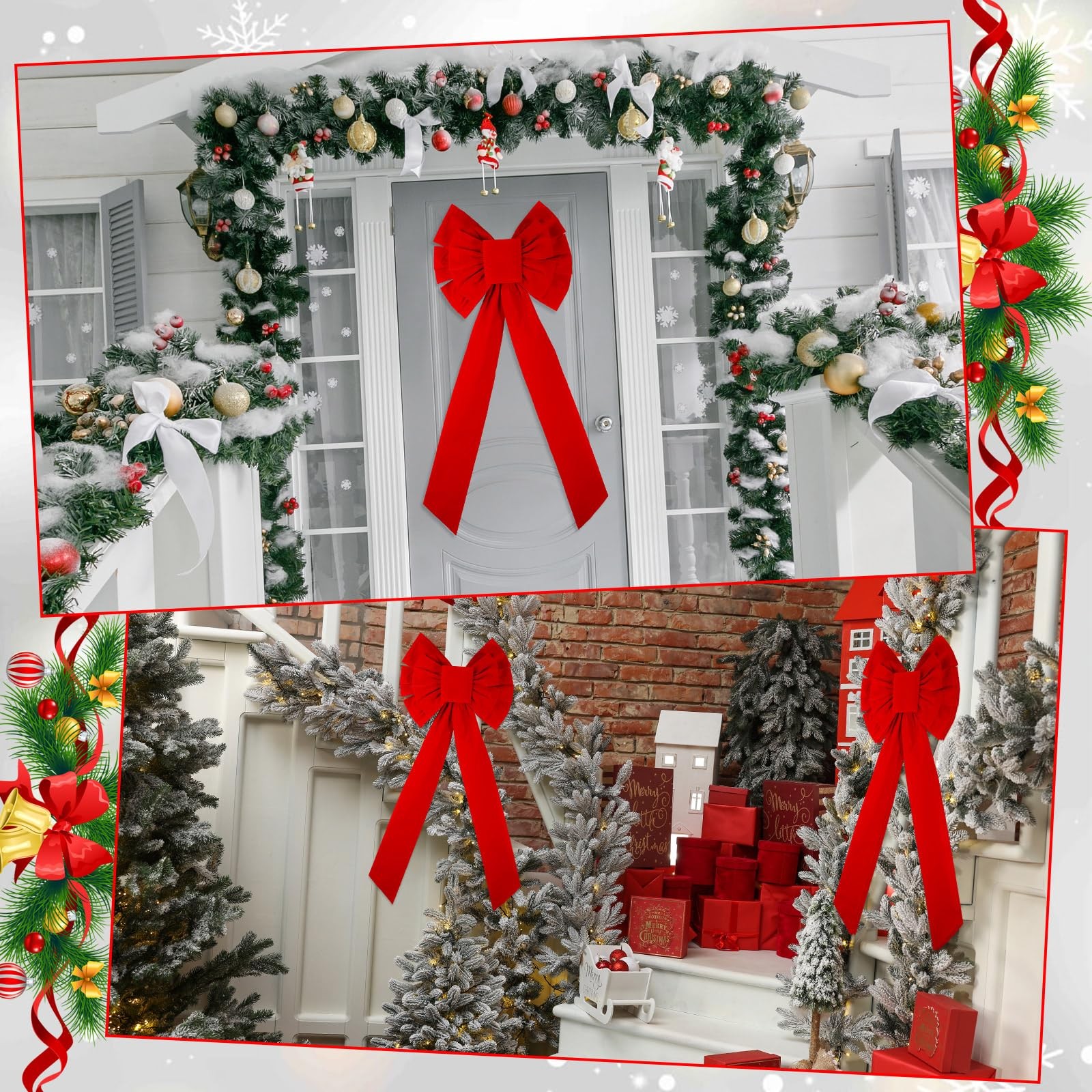 4Pcs Large Christmas Velvet Bows 35x 18 Inch Xmas Tree Decorative Large Velve…