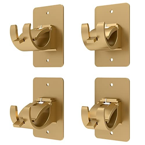 4 Pieces Self Adhesive Curtain Rod Bracket Universal Plastic Curtain 4 Pcs Gold