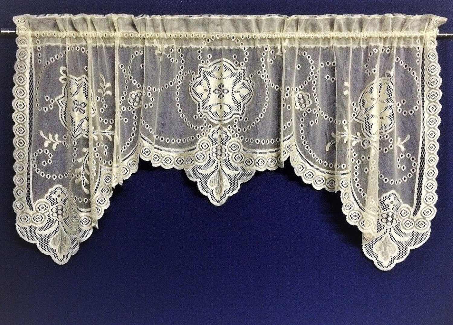 Dorsette Lace Window Valance 60″ x 20″ x 26″ Ecru Kitchen Livingroom Bedroom