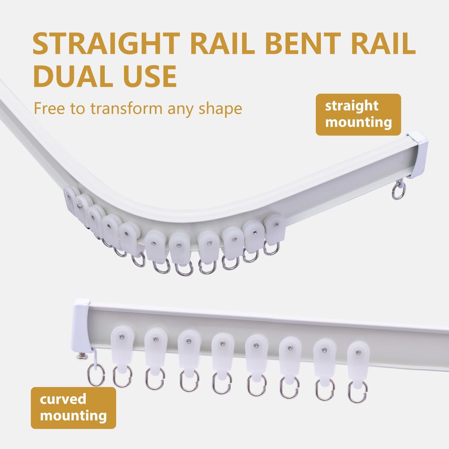 Bendable Ceiling Curtain Track Ceilings Mount or Wall Mounted Heavy-Duty Room
