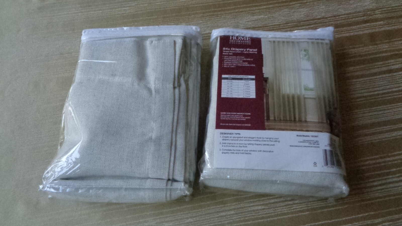 2 Home Decorators Collection Taupe Back Tab 84″ x 50″ Drapery Panels linen NEW