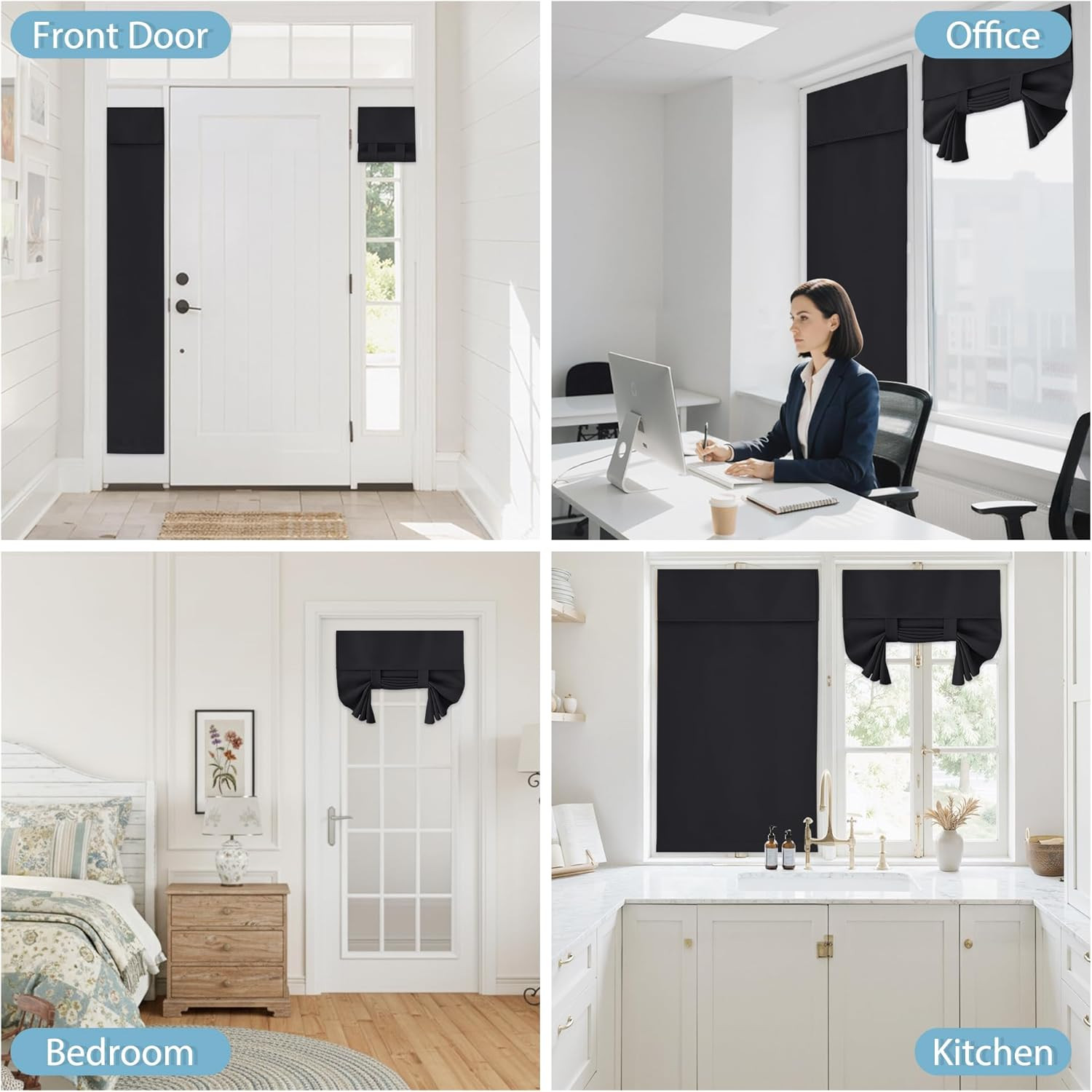 Blackout French Door Curtain – Privacy Thermal Insulated Window Shades
