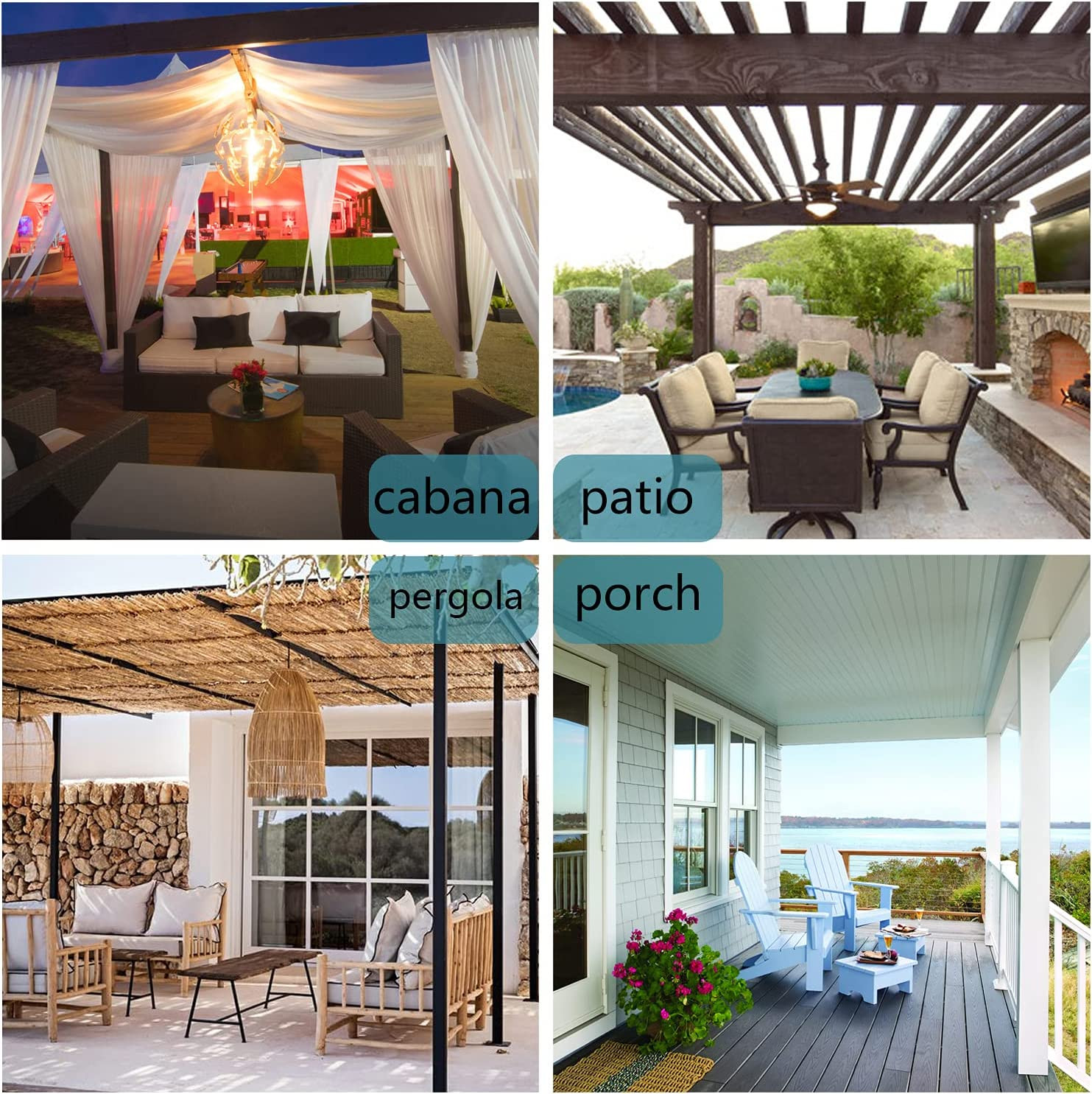 Waterproof Outdoor Curtains for Patio, Premium Thick Privacy Weatherproof Gromme