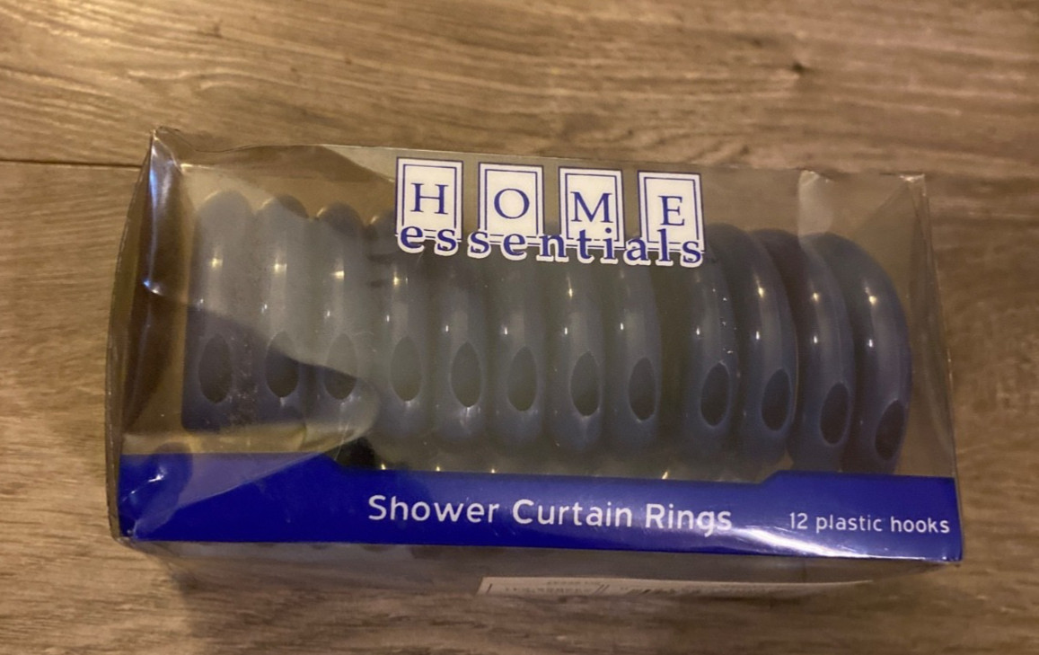 home essentials shower curtain rings blue plastic hooks Kmart new 12 Plastic