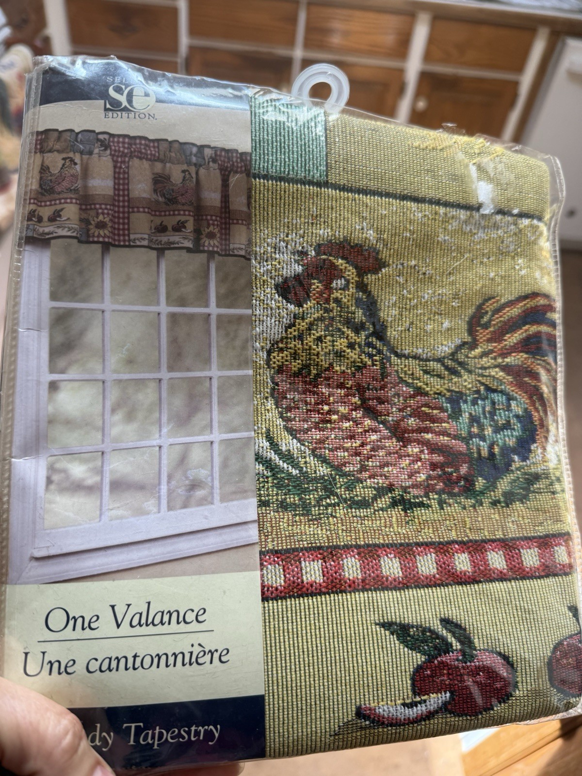 NEW Valance Tapestry Curtain Rooster Sunflower Apple Farm Rod Pocket 60” x 13”