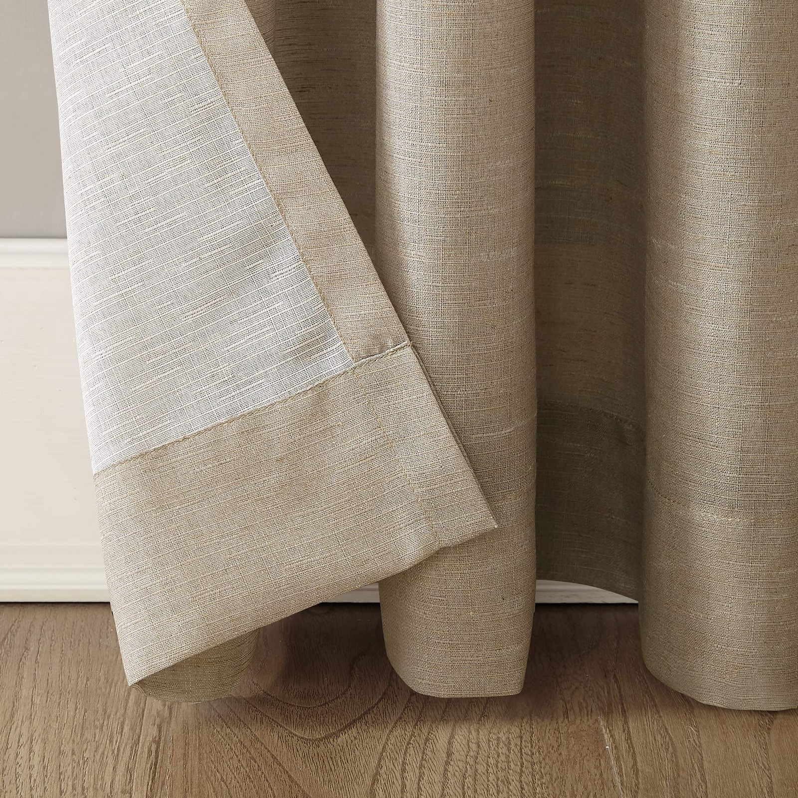 Amalfi Linen Blend Textured Semi-Sheer Rod Pocket Curtain Panel, 54″ x 95″, T…