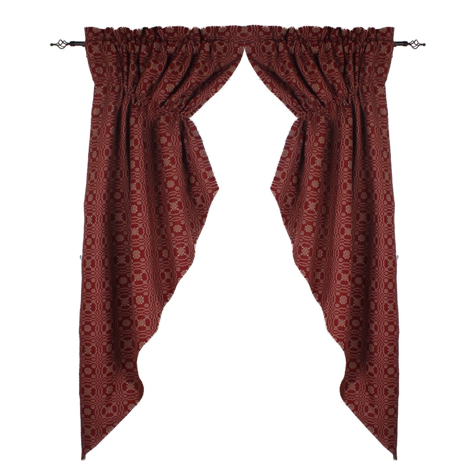 New Primitive Coverlet RED LOVERS KNOT PRAIRIE SWAGS Panels Curtains