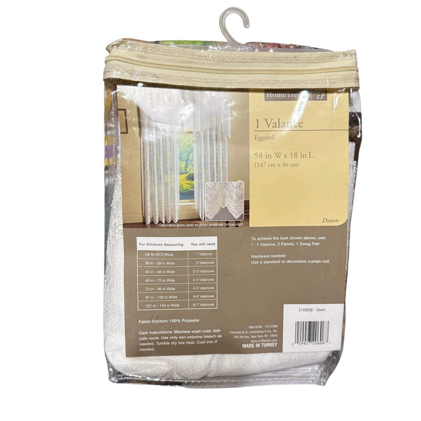 Home Trends Lace Window Valance Eggshell 58” x 18”