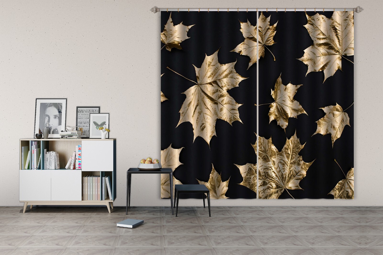 3D Vintage Art Maple Leaf ZHUA083 Photo Curtain Window Blockout Fabric Amy 2023
