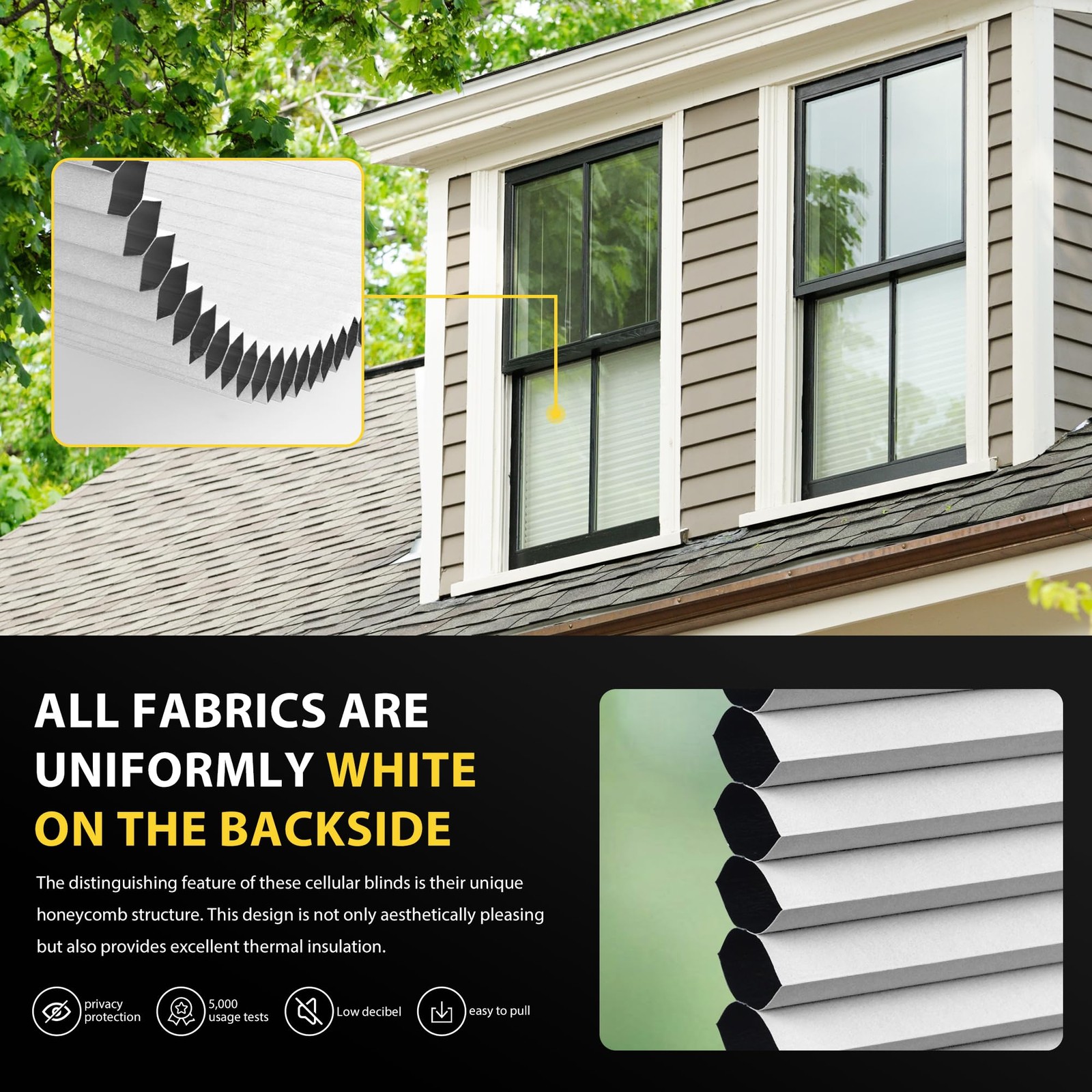 UNISHADES Top Down Bottom Up Cellular Shades 32″ W x 48″ H White Blackout