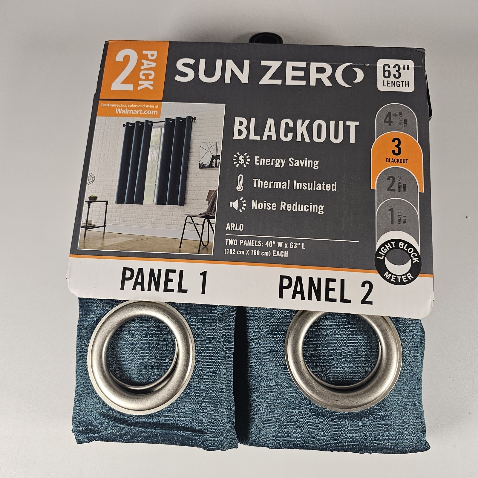 Sun Zero Arlo Blackout Curtain Panels Teal 40×63 2 Pack Thermal Insulated
