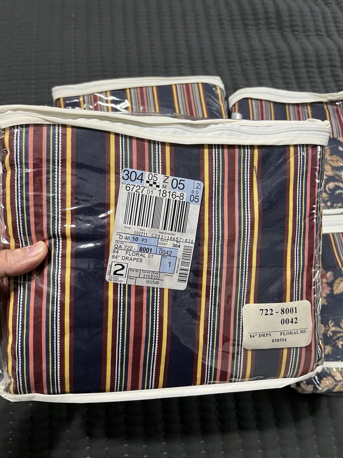 Window Panel /Valance Lot Of 2 Each Floral Stripe JCPenney/ Q Bed skirt (1111-g2