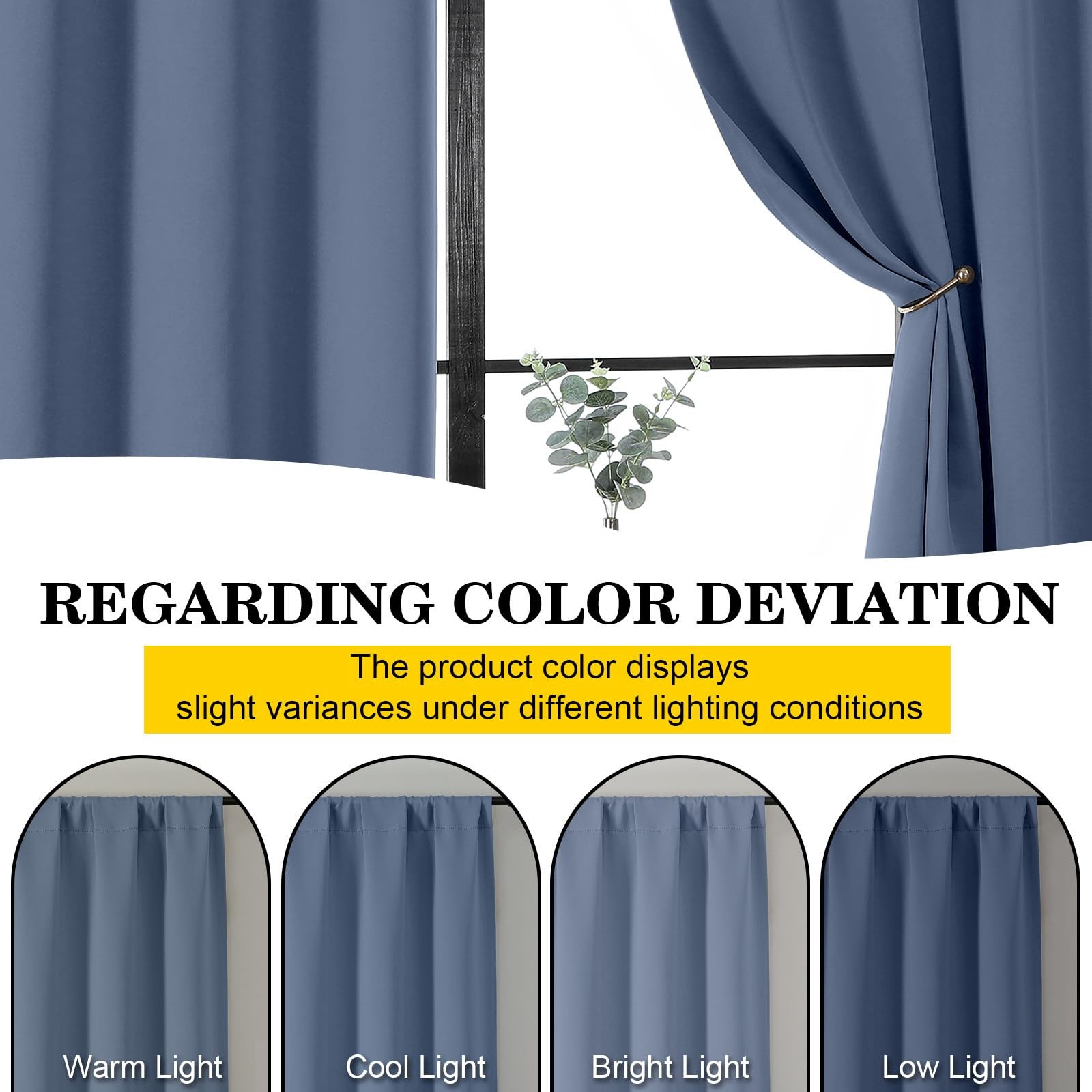 Denim Blackout Curtains for Bedroom Living Room 54 Inch Length 2 Panels Set, …