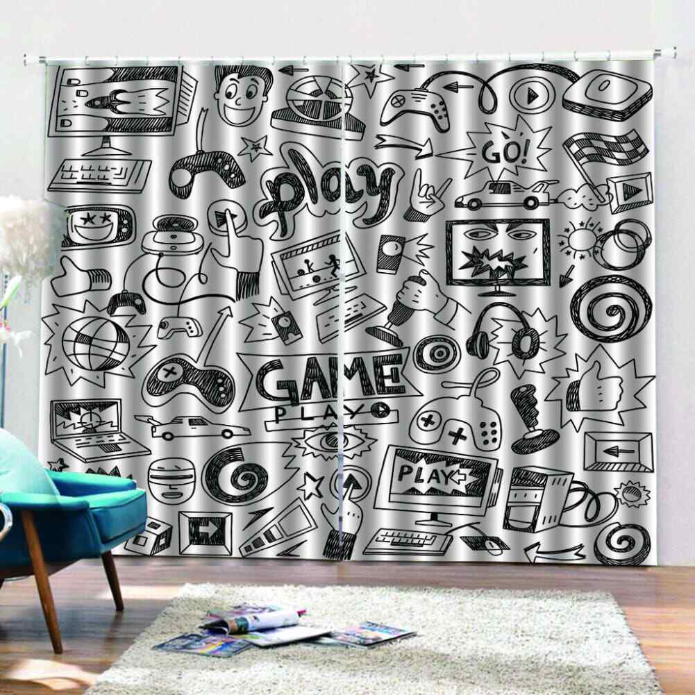 Daily recreational activities Printing 3D Blockout Curtains Fabric Window
